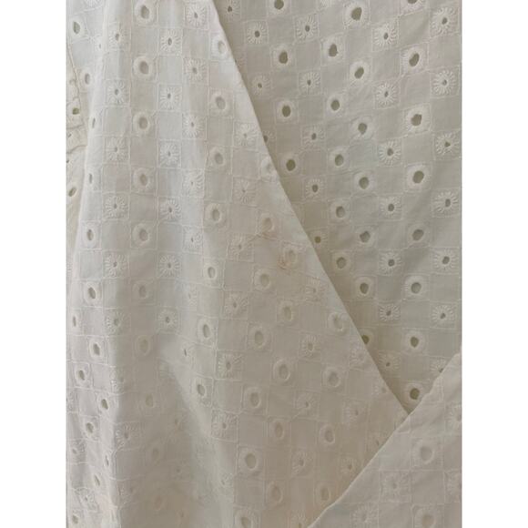 L Space Anthropologie Eyelet White Lace Puff Sleeve Tie Wrap Around Waist Crop M - Picture 5 of 10